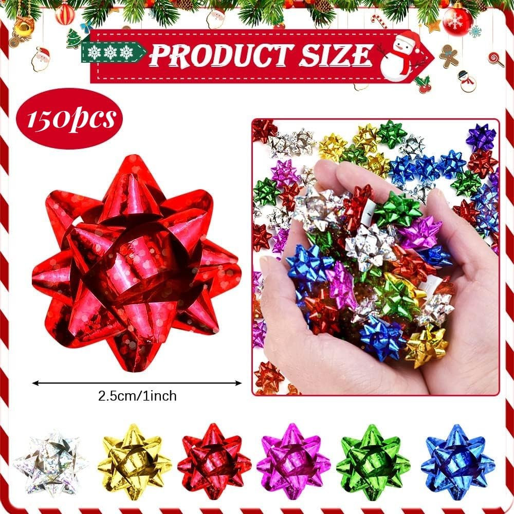 RMENOOR 150PCS Nœuds Cadeaux Colorés 2.5CM Nœuds Pour Emballage