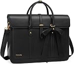 MOSISO Laptop Bag for Women, PU Leather Laptop Shoulder Bags Convertible Backpack, Work Travel Computer Bag with Bowknot