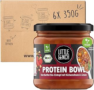 Little Lunch Bio Protein Bowl | Protein Essen | Bohneneintopf | 100% Bio-Qualität | Vegan | Ohne zugesetzten Zucker | Laktosefrei | Keine künstlichen Zusätze | 6 x 350g