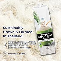 Vista 6 de Thai Coco - Agua de coco orgánica sin azúcar añadida - 100% natural y orgánica - Certificado orgánico USDA - Certificado Kosher - Fabricado