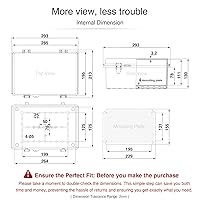 Vista 6 de QILIPSU - Caja de conexiones de acero inoxidable con tapa transparente, bisagras y placa de montaje, universal, impermeable IP67, plástico ABS