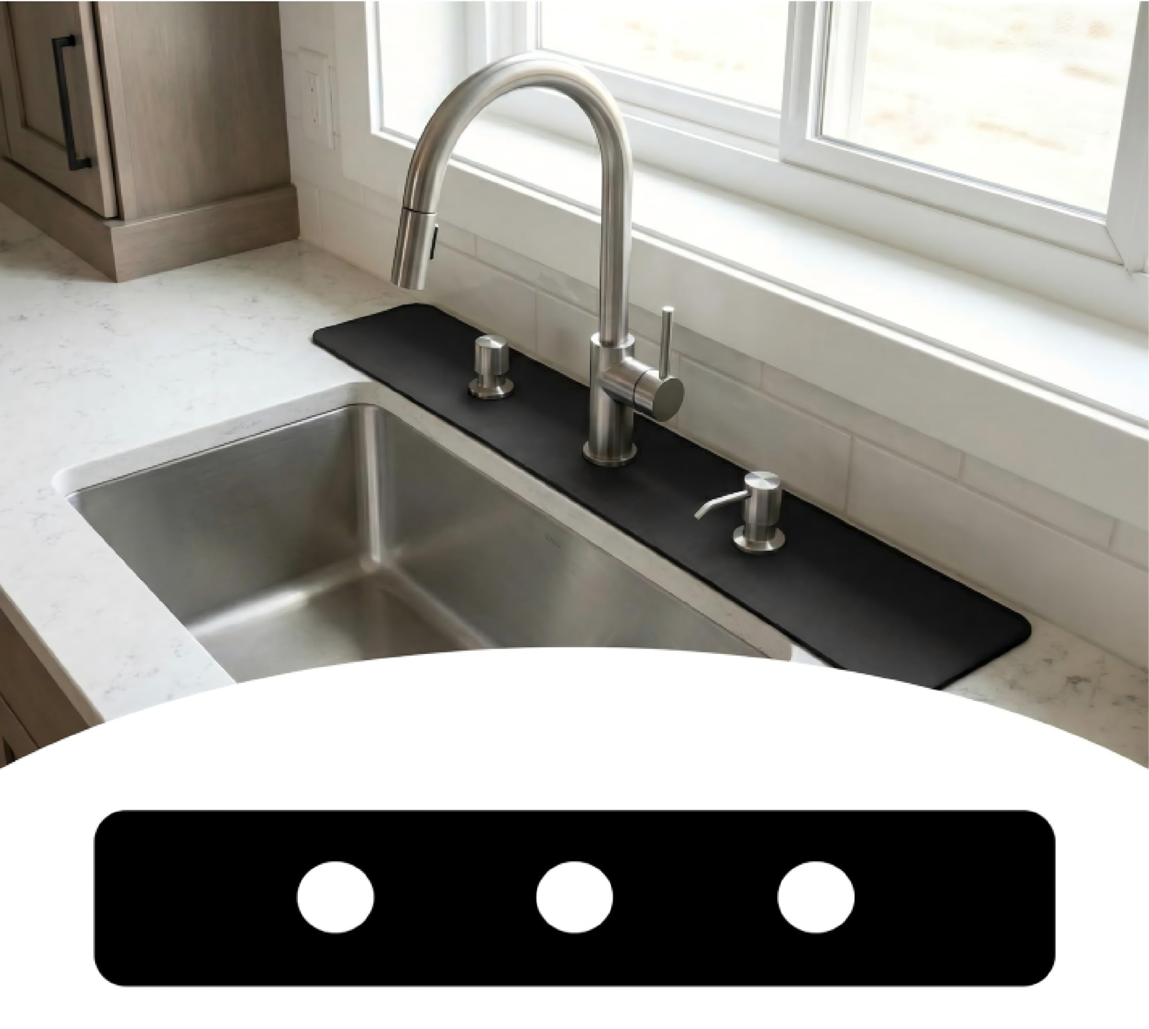Protector contra salpicaduras para grifo de cocina con recogedor de goteo