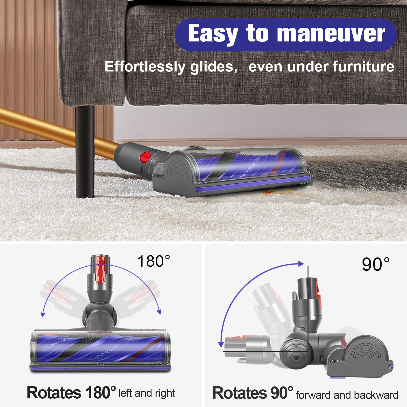 V12 Motorbar Ersatz-Bodendüse für Dyson V12 Detect Slim / V9 | Elektrobürste Motorhead Direct Drive, Anti-Tangle Turbobürste Aufsatz für Hartboden & Teppiche