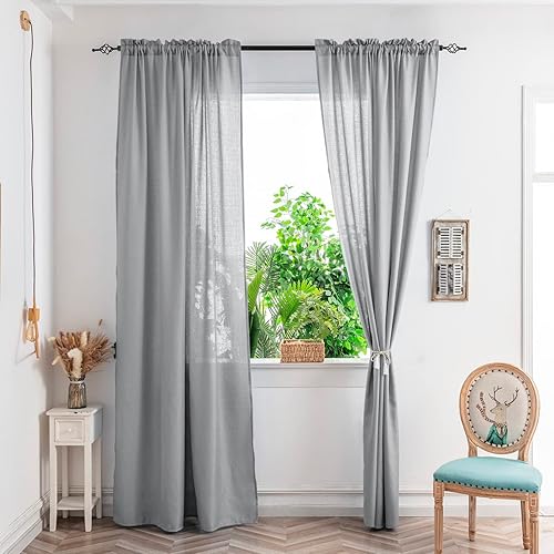 Miniatura 69 de Yancorp Khaki Kitchen Tier Curtains - 36 Inch Linen Textured Short Farmhouse Cafe Curtains for Small Windows in Bathroom or Laundry Room