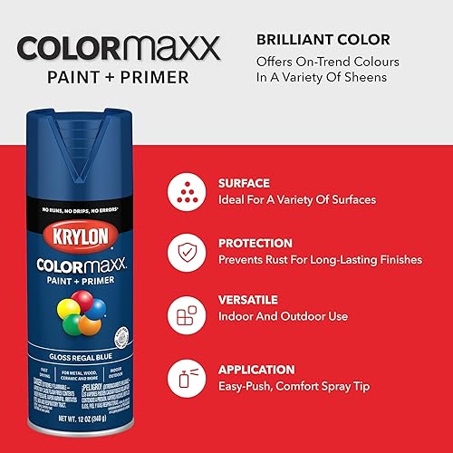Vista 257 de Krylon - Pintura y primer en aerosol COLORmaxx K05511007, 12 onzas, rojo cereza brillante Cherry Red