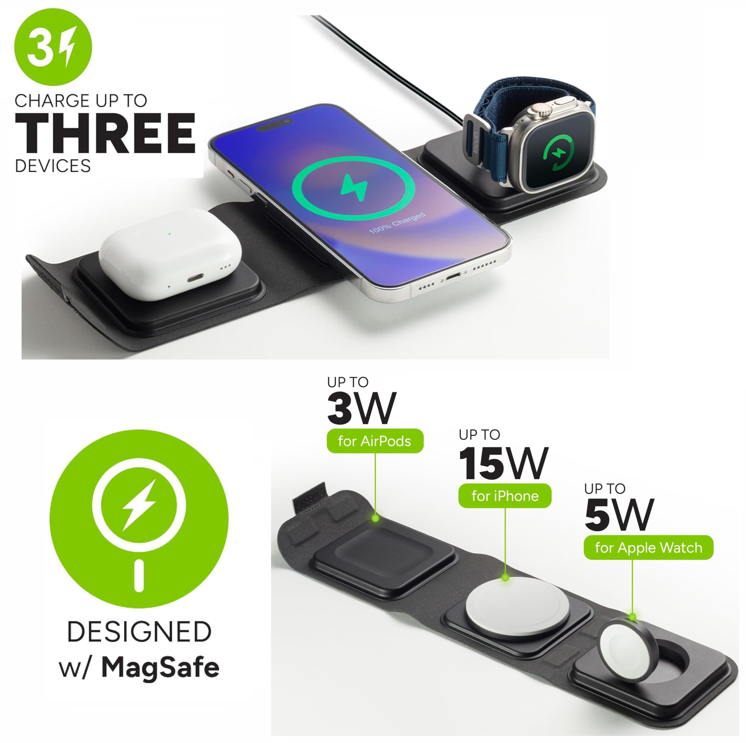 Amazon.com: MOPHIE 3-in-1 Travel Charger with MagSafe - Magnetic