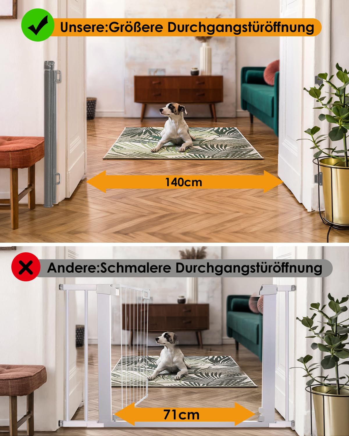 Treppenschutzgitter Ausziehbar 0-140 cm Baby Absperrgitter Türschutzgitter Grau