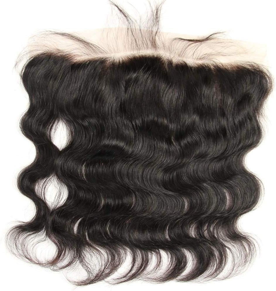 14 Inch HD Transparent Lace Frontal Closure 13 x 4 Human Hair Body Wave Pre Plucked Ear To Ear Lace Frontals With Bangs Baby Hair Knots Can Be Bleached