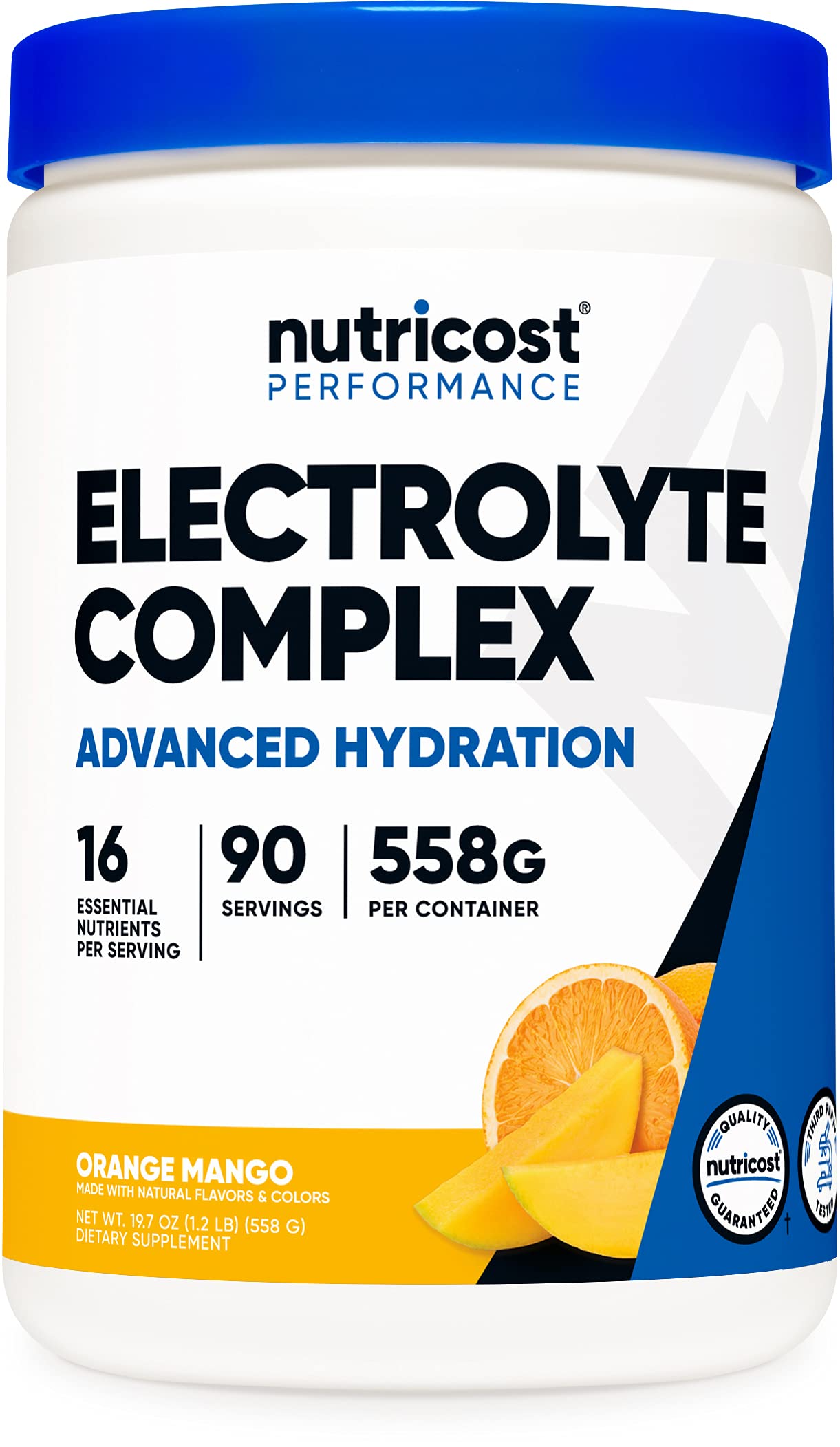 Nutricost Electrolyte Complex Powder, Advanced Hydration, 90 Servings (Orange Mango) - Vegetarian, Non-GMO, Gluten Free