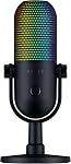 Razer Seiren V3 Chroma RGB USB Microphone: Stream & Game Reactive Lighting - Tap-to-Mute Sensor - Condenser Mic - Digital Gain Limiter & Shock Absorber - PC, Discord, OBS Studio, XSplit - Black