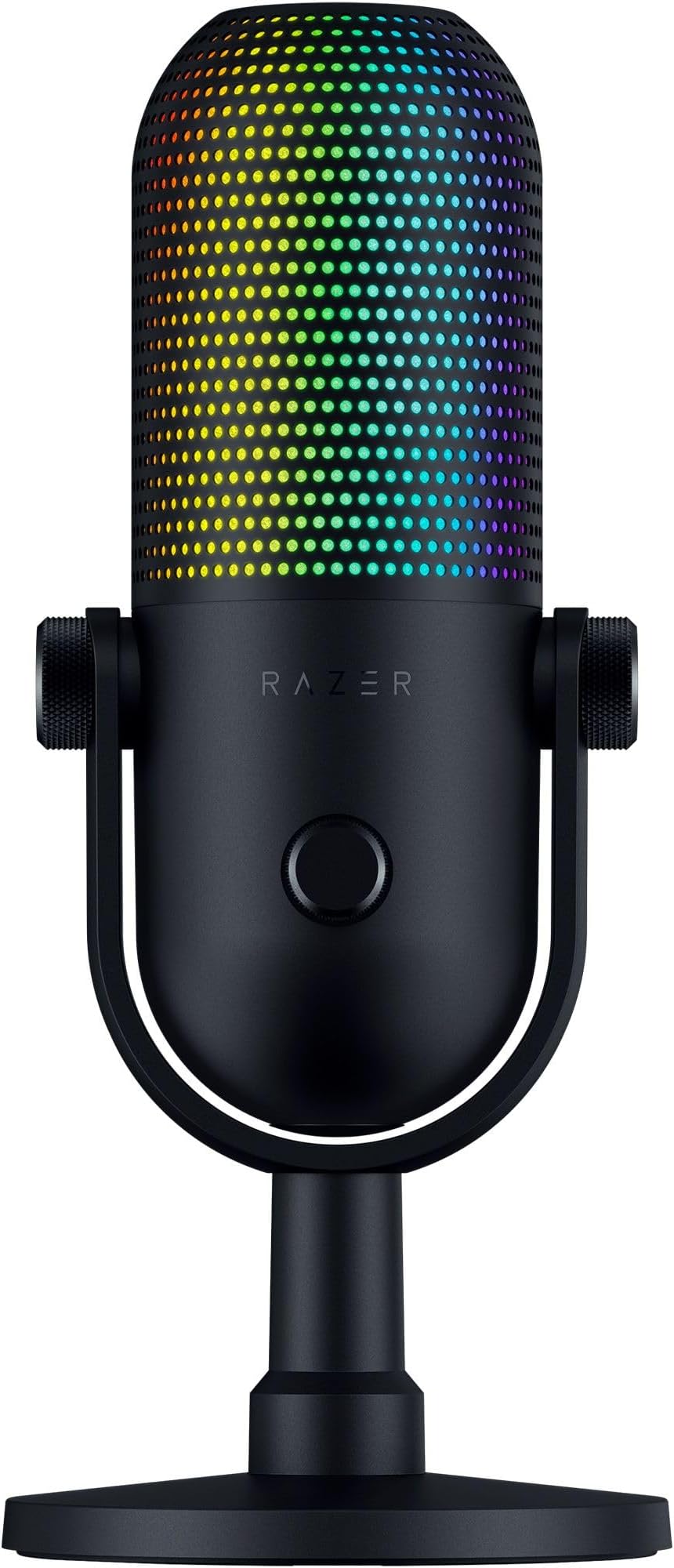 【Refurbished】 Razer Seiren V3 Chroma RGB USB Microphone: Stream & Game Reactive Writing - Tap-to-Mute Sensor - Condenser Microphone - Digital Gain Limiter & Shock Absorber - PC, Discord, OBS Studio, XSplit - Black