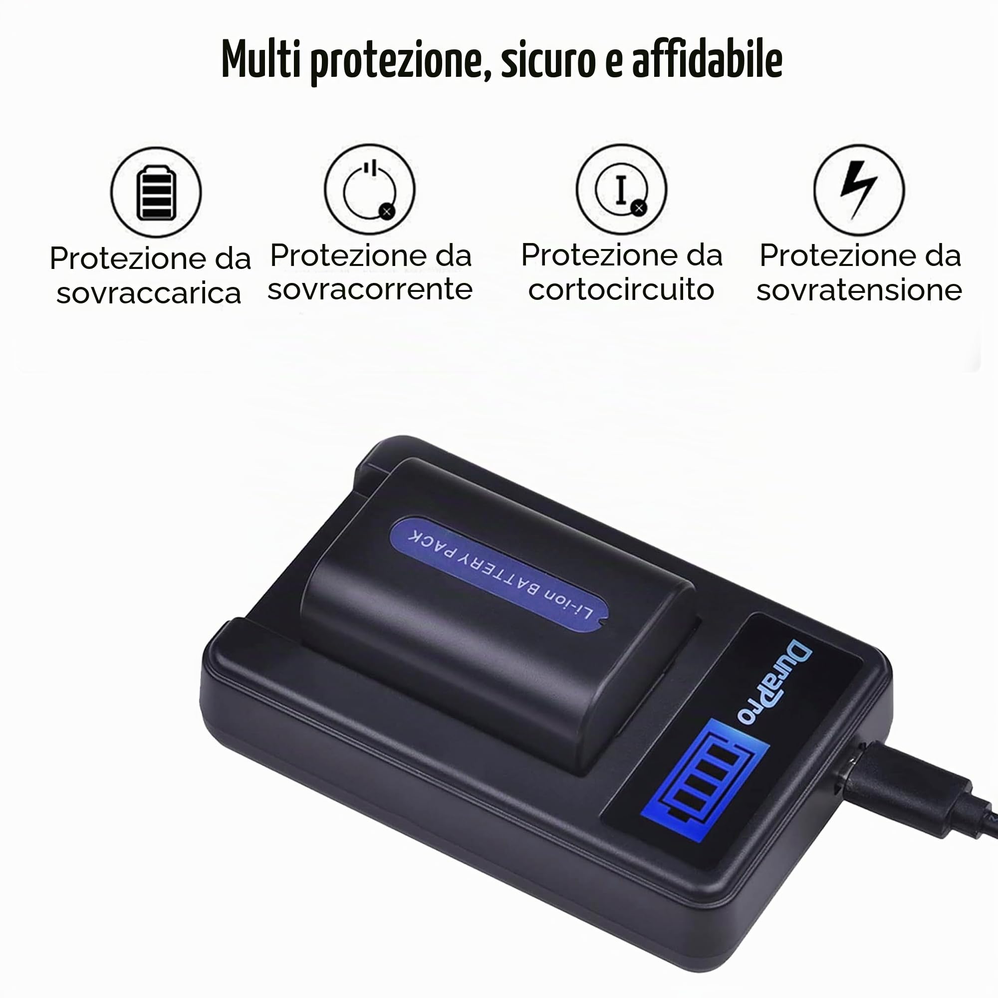 DuraPro 2 batterie NP-FH50 NP FH50 + caricabatteria USB LCD per Sony NP-FH30,NP-FH40,NP-FH50,NP-FH60,NP-FH70,NP-FH100;Serie H;Sony DCR-SR32,DCR-SR33,DCR-SR35,DCR-SR36,DCR-SR48,DCR-SR52 Handyc