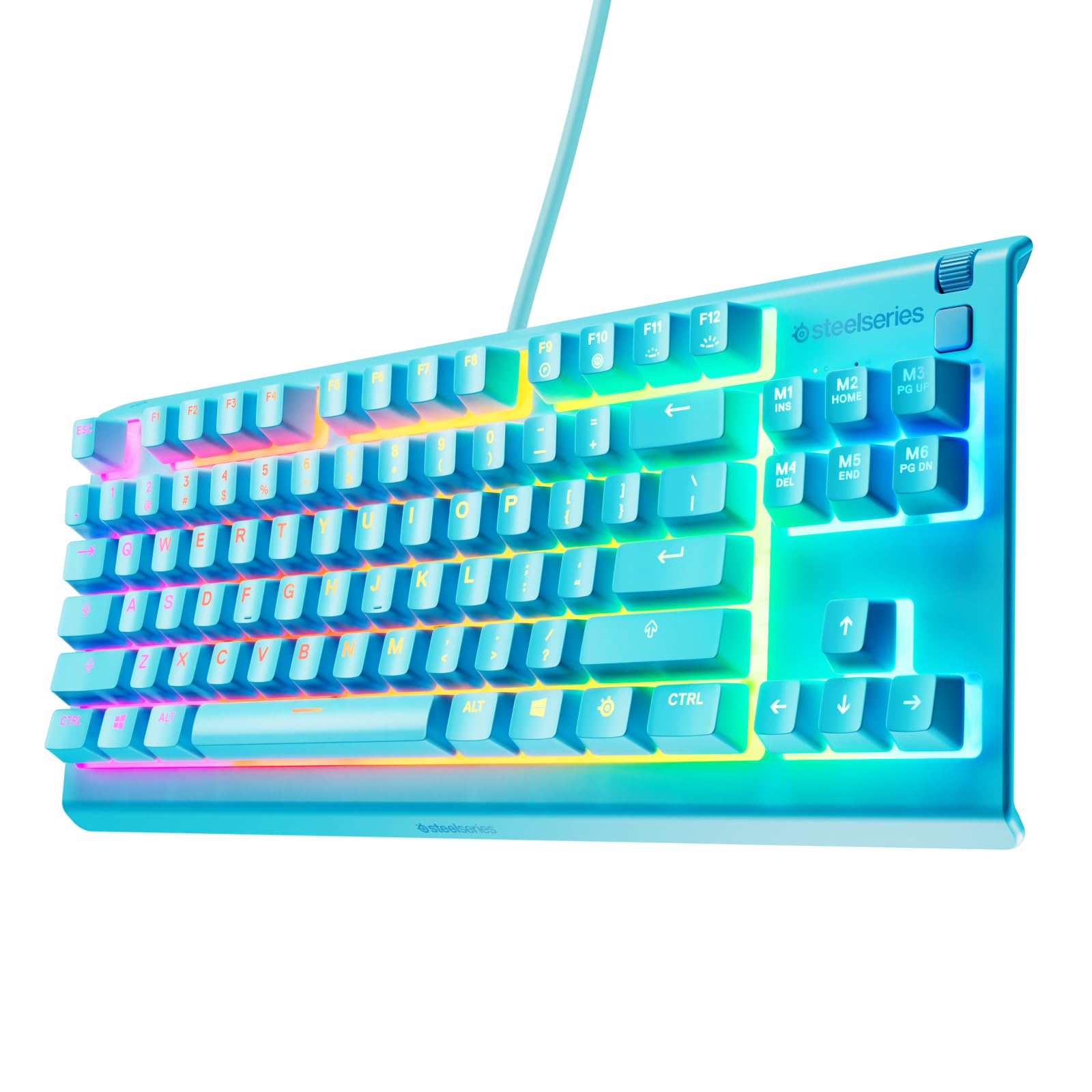 SteelSeries Apex 3 TKL Aqua RGB Gaming-Tastatur – Kompakter Tenkeyless-Formfaktor – 8-Zonen-RGB-Beleuchtung – Wasser- und Staubresistenz – Flüsterleise Gaming-Switches - DE Layout QWERTZ