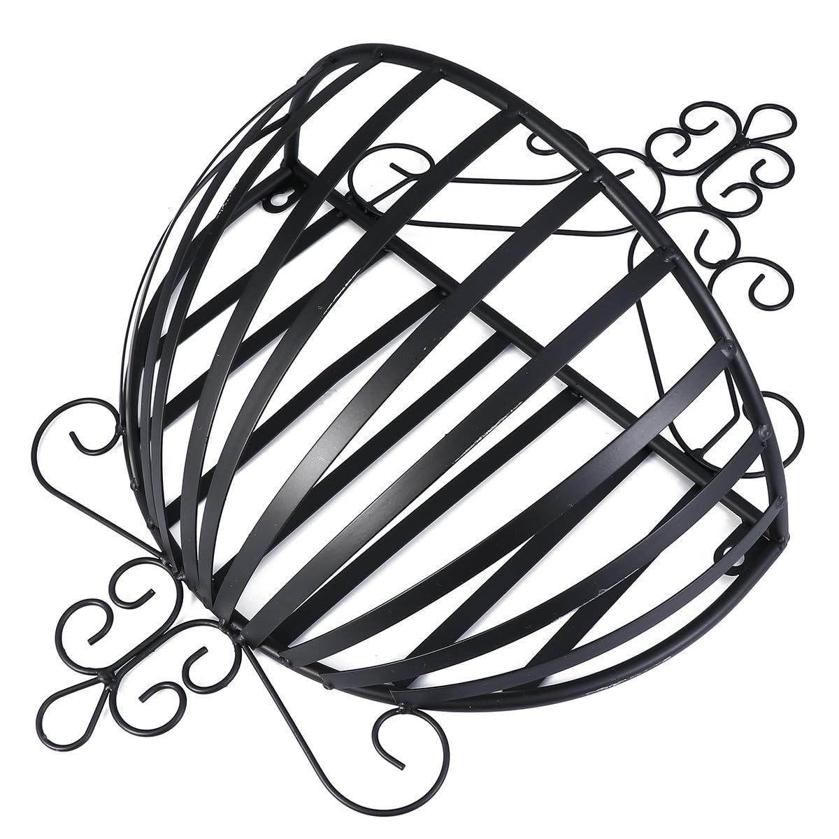 SOLUSTRE Wrought Iron Wall Flower Basket Semicircular Black European Style with Drain Design Easy to Clean for Kitchen and Windowsill