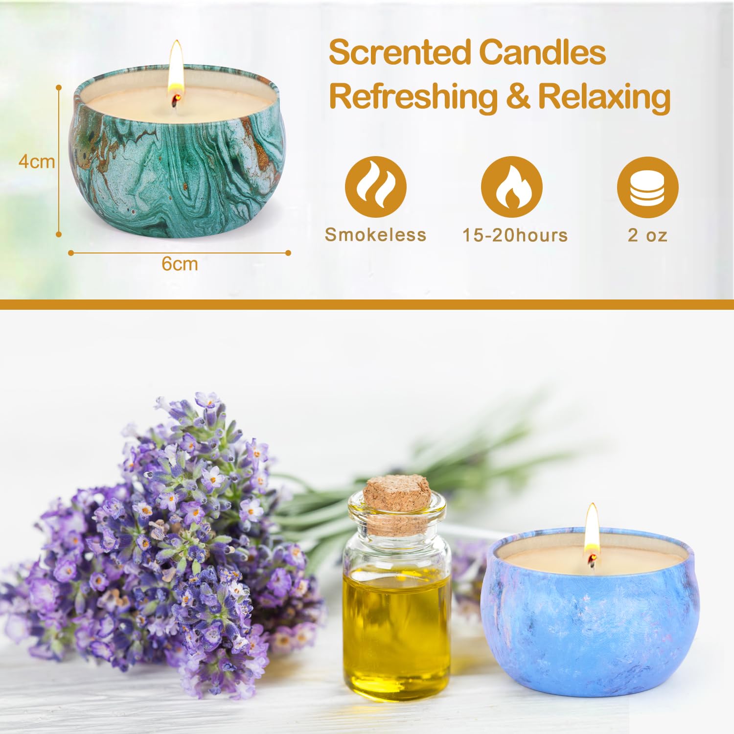 Set 4 Candele Profumate Cera Di Soia - Aromaterapia Per Relax E Stress Relief - Foto 3