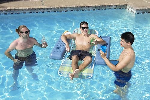 Miniatura 4 de Poolmaster Tumbona flotante retro caribeña para adultos, a cuadros