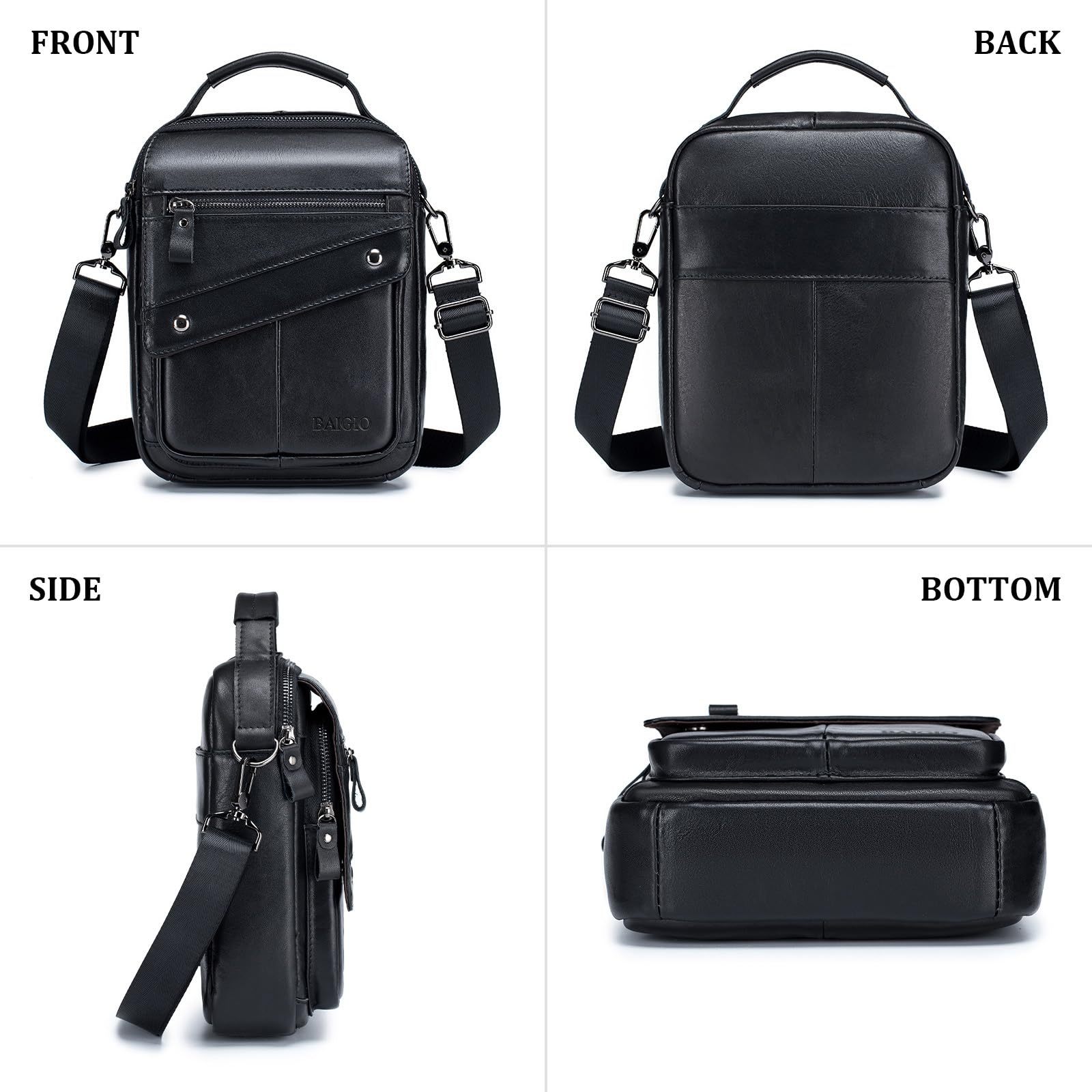 BAIGIO Bolso de Hombre Bandolera Piel Bolso de Hombro Pequeña Bolso Cruzado Mensajero Negocio Crossbody para Trabajo Oficina Uso Diario