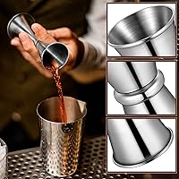 Vista 3 de Yaomiao Jigger de 2 onzas y 1 oz para bartending doble cóctel jigger japonés Jigger taza medidora de acero inoxidable para el hogar, bar, licor