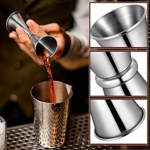 Miniatura 3 de Yaomiao Jigger de 2 onzas y 1 oz para bartending doble cóctel jigger japonés Jigger taza medidora de acero inoxidable para el hogar, bar, licor,