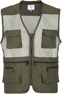 KJDWJKJRF Men's Outdoor Casual Mesh Vest Fishing Vest Work Travel Photography Multifunctional Vest Multi Pockets Breathable Vest Sleeveless Jacket Men's Hunting Hiking Vest