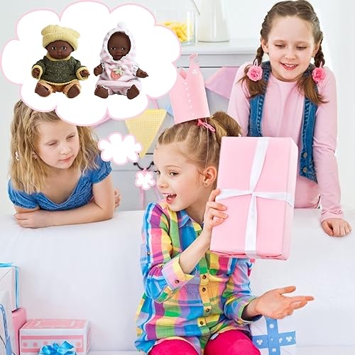 Miniatura 7 de ONEST 2 juegos de muñecas de 5 pulgadas, lindas muñecas de bebé incluyen 2 mini muñecas de bebé, 2 juegos de ropa de muñeca hecha a mano
