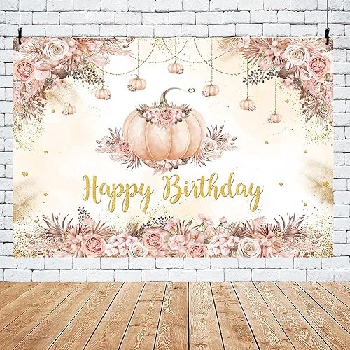 Miniatura 5 de MEHOFOND Telón de fondo de cumpleaños bohemio rosa de 7 x 5 pies para niña, otoño, bohemio, floral, hierba de las pampas, fondo de fotografía de