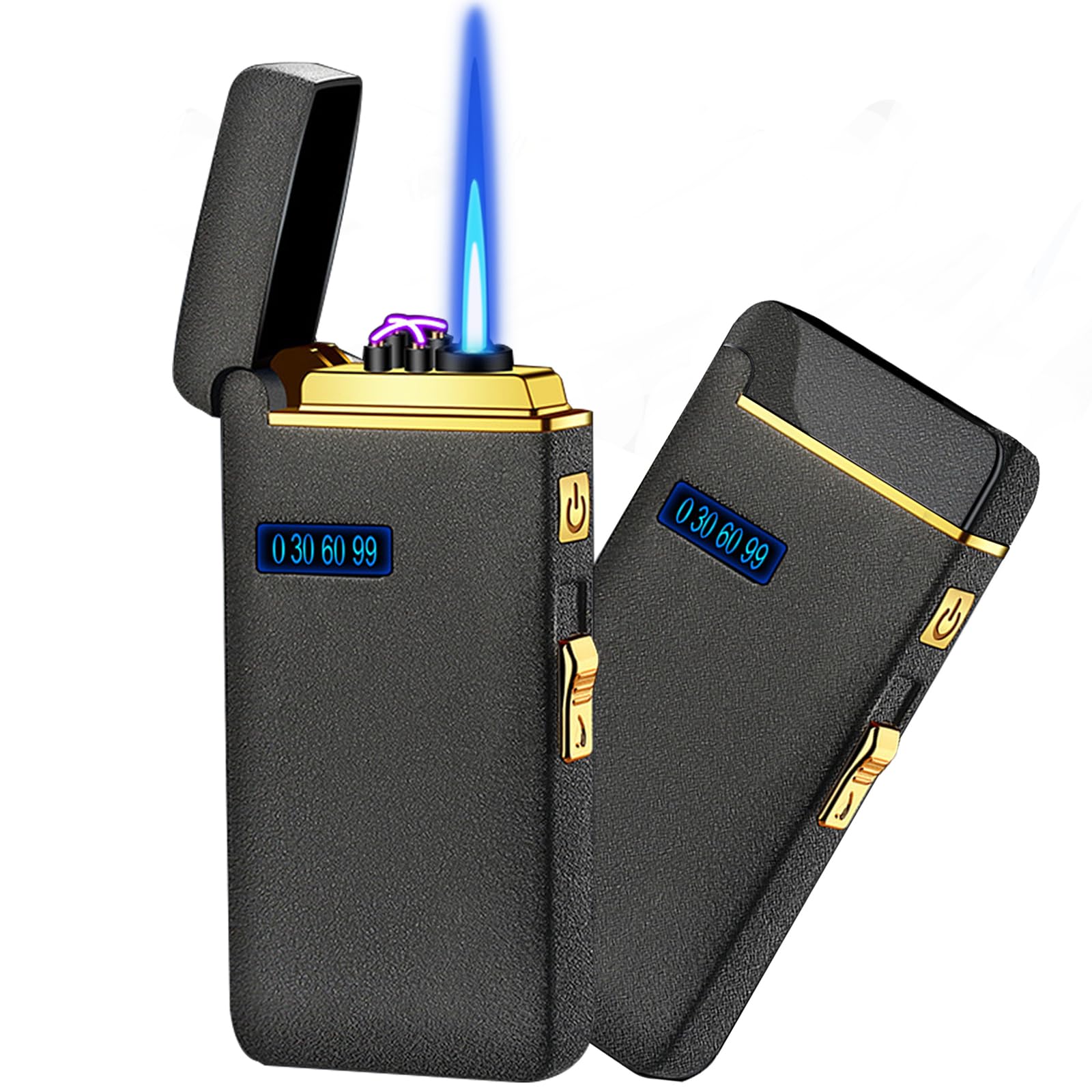 Electronic Lighter, Jet Flame Torch Lighters, 2 in 1 Arc Electric USB Rechargeable Windproof Infinity Lighter, Refillable Butane for Cigar, BBQs, Fireworks, Candle, Camping (Red)