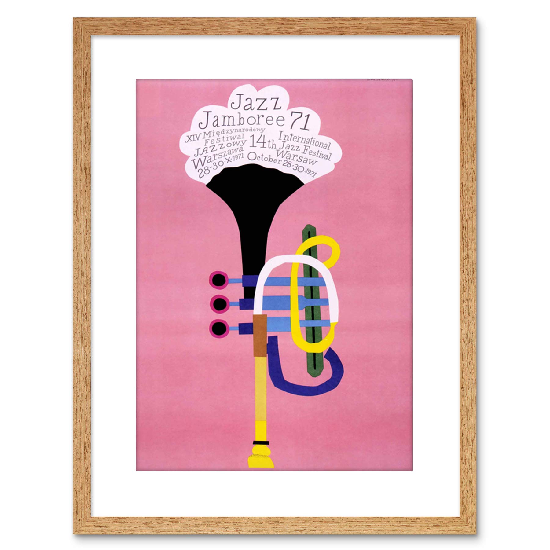 Wee Blue Coo 9x7 '' ADVERT EXHIBITION JAZZ POLAND TRUMPET ABSTRACT FRAMED ART PRINT F97X066