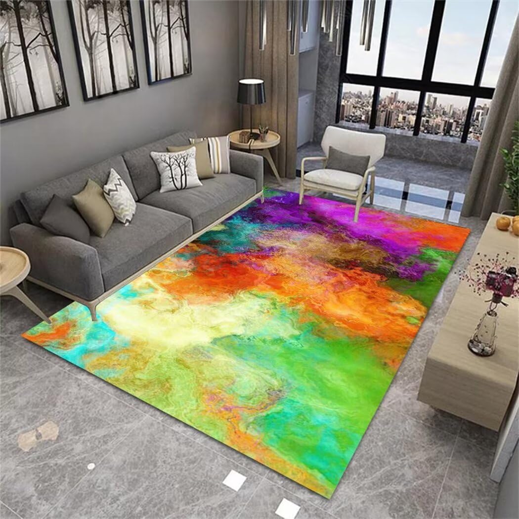 Tapis salon couleur orange 80x150cm pour réchauffer un sol en carrelage
