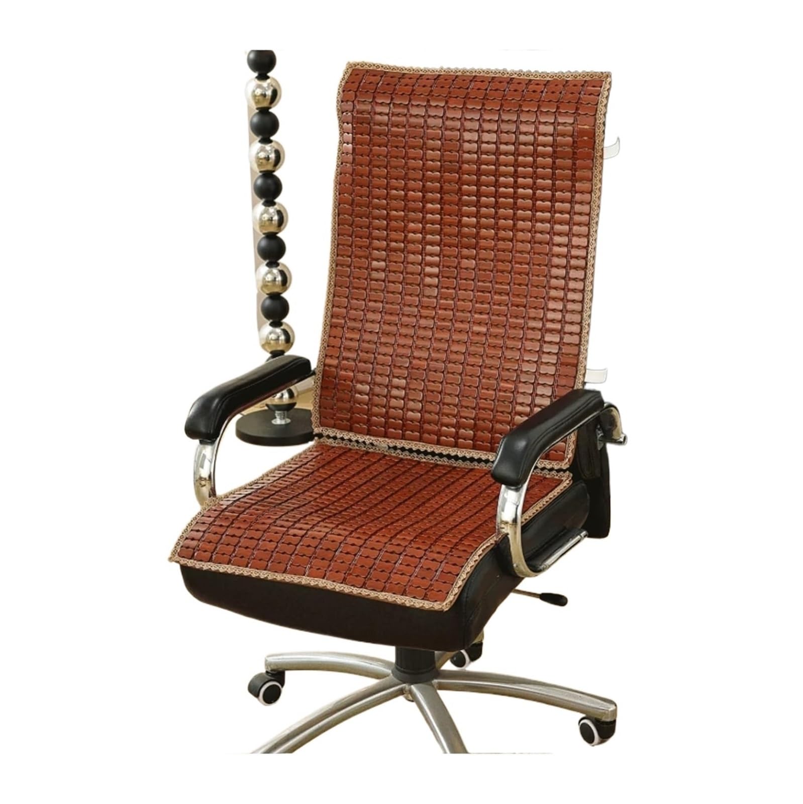 QCKNKMGG Cooling Bamboo Cushion Mat, Bamboo Chair Mat Car Seat Cooling Pad Multicolor Multiple Sizes(Dark Brown,45x45cm+45x45cm)