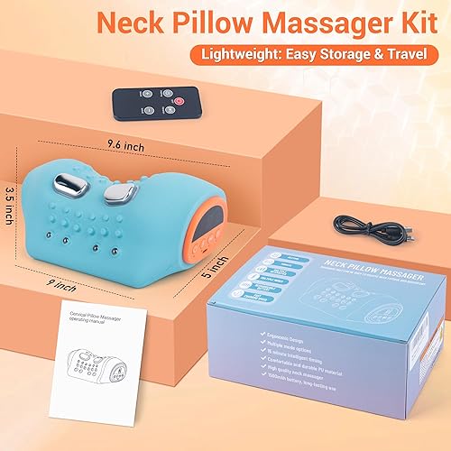 Miniatura 8 de Masajeador de cuello mejorado 2025, masajeador de cuello y hombros con calor, estirador, vibración, dispositivo portátil de tracción cervical,