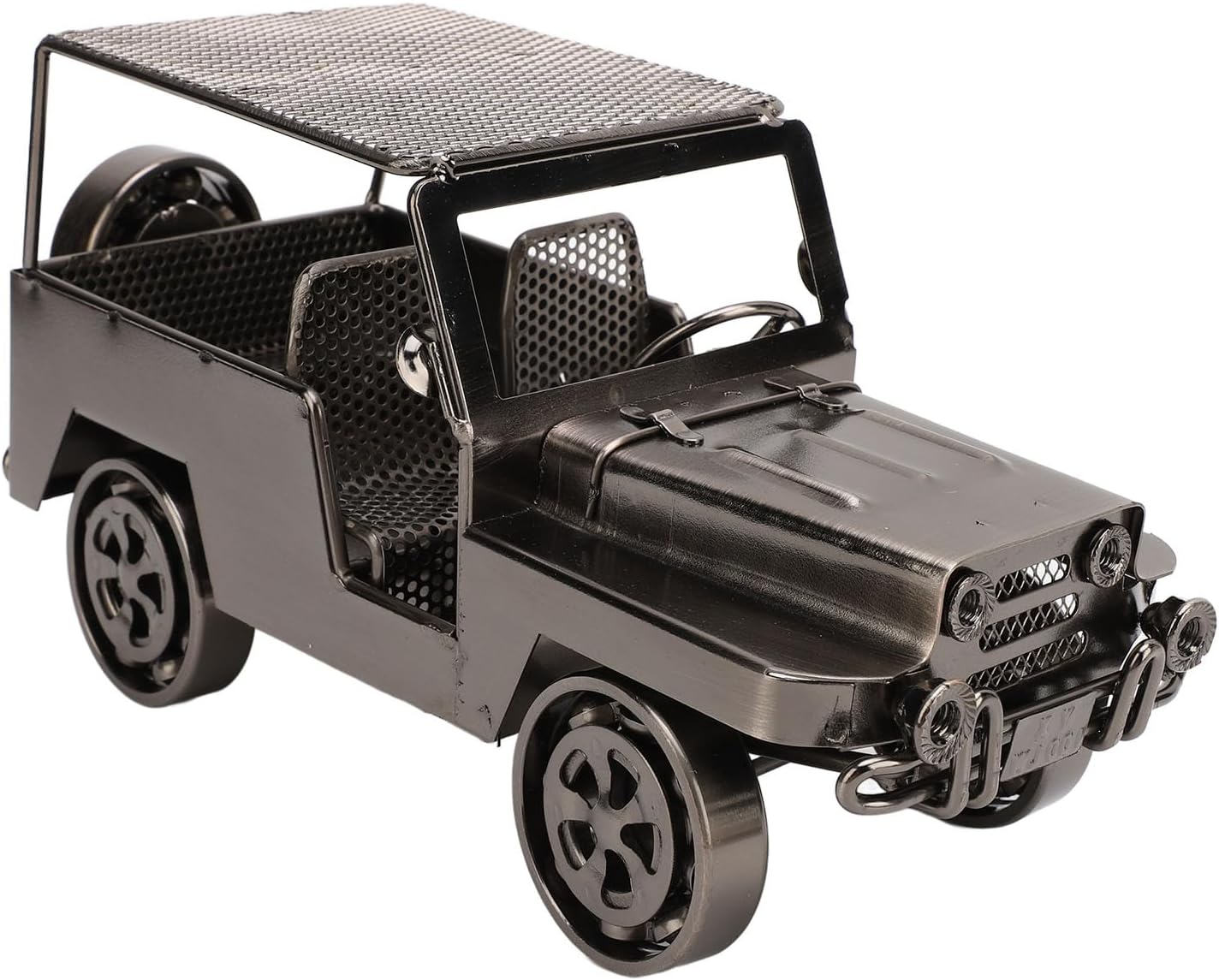 TOPINCN Vintage Car Model, Diecast Metal Antique Car Figurine Handcrafted Collections Collectible Vehicle, Car Ornament Arts Craft for Home Entryway TV Cabinet Wine Cabinet (Silver)
