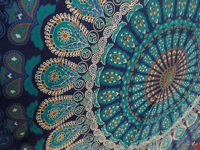 Indian Mandala Wall Hanging Tapestry, hippie Hippy Tapestries, Feather Peacock Print Tapestry, Cotton Handmade Badsheet, Twin Size Bedding Bedspread, Picnic Beach Sheet, Decorative Wall Hanging, 54x86 Inches. By BhagyodayFashions