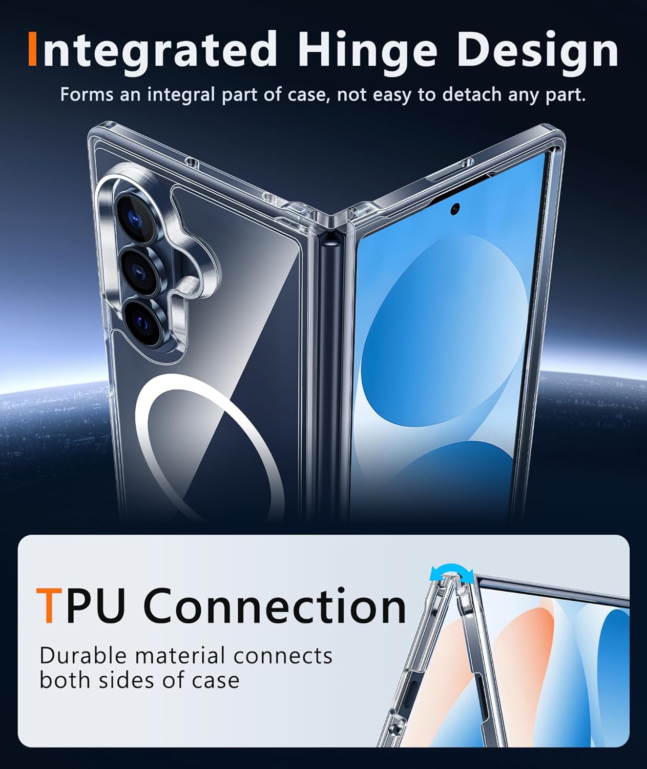 FNTCASE for Samsung Galaxy Z-Fold-7 Case: Magnetic Clear Military Grade Drop Protection Anti Yellowing Cell Phone Cover - Rugged Shockproof Protective Bumper Transparent Phonecase - Image 6