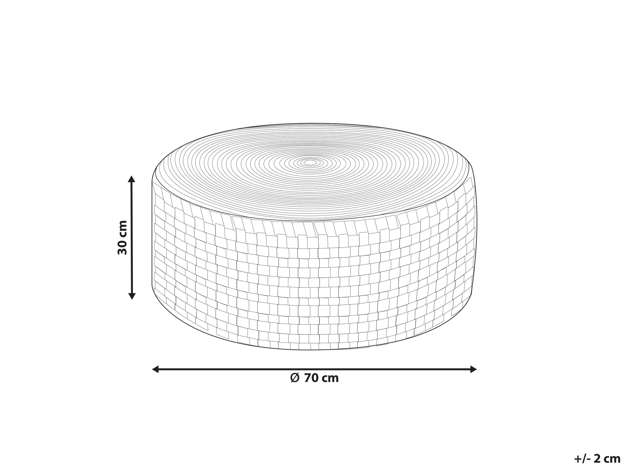 Beliani Pouf ottomano da esterno intrecciato a mano Materiale sintetico Accessori da giardino ⌀ 70 cm Beige