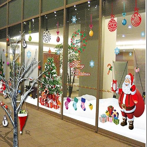 Miniatura 6 de Calcomanías estáticas para ventanas de Navidad, Papá Noel, muñeco de nieve, ciervo, copo de nieve, vinilo extraíble, árbol de Navidad, bricolaje,