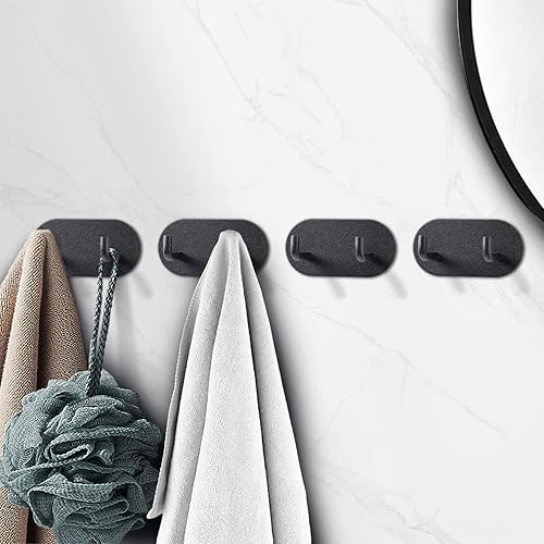 Ganchos adhesivos, ganchos adhesivos negros mate, ganchos de doble pared, ganchos autoadhesivos resistentes, impermeables, para cocina, baño, ducha,