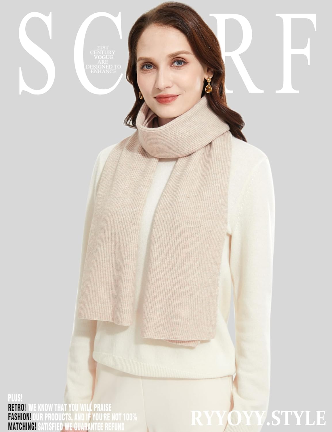 Elegant 100% Cashmere Scarf for Women Luxury Warm Scarves Mottle Camel - Image 2