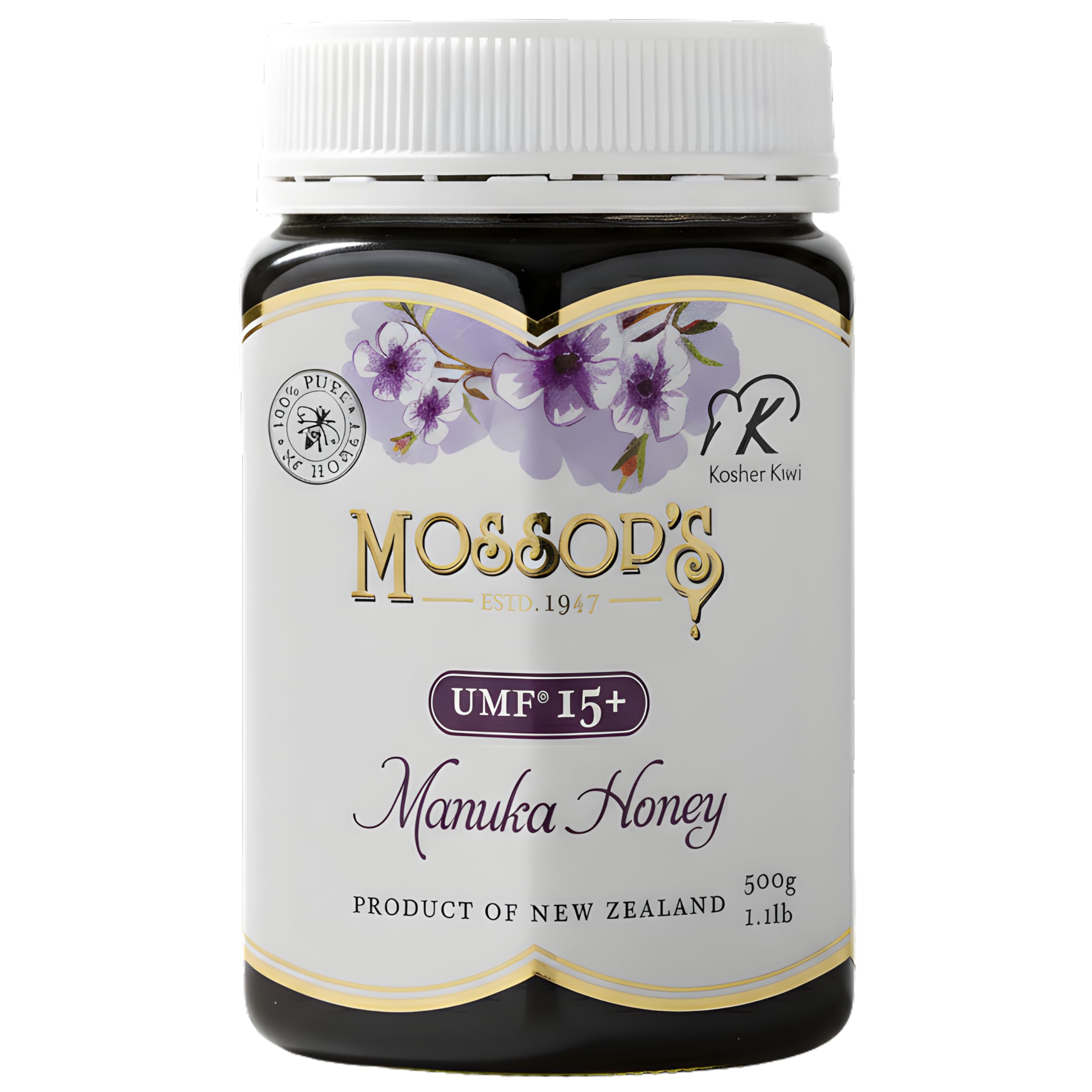 P.R.I Mossop’s Manuka Honey UMF 15+, MGO 514+ 1.1lb New Zealand Raw Monofloral Manuka Honey