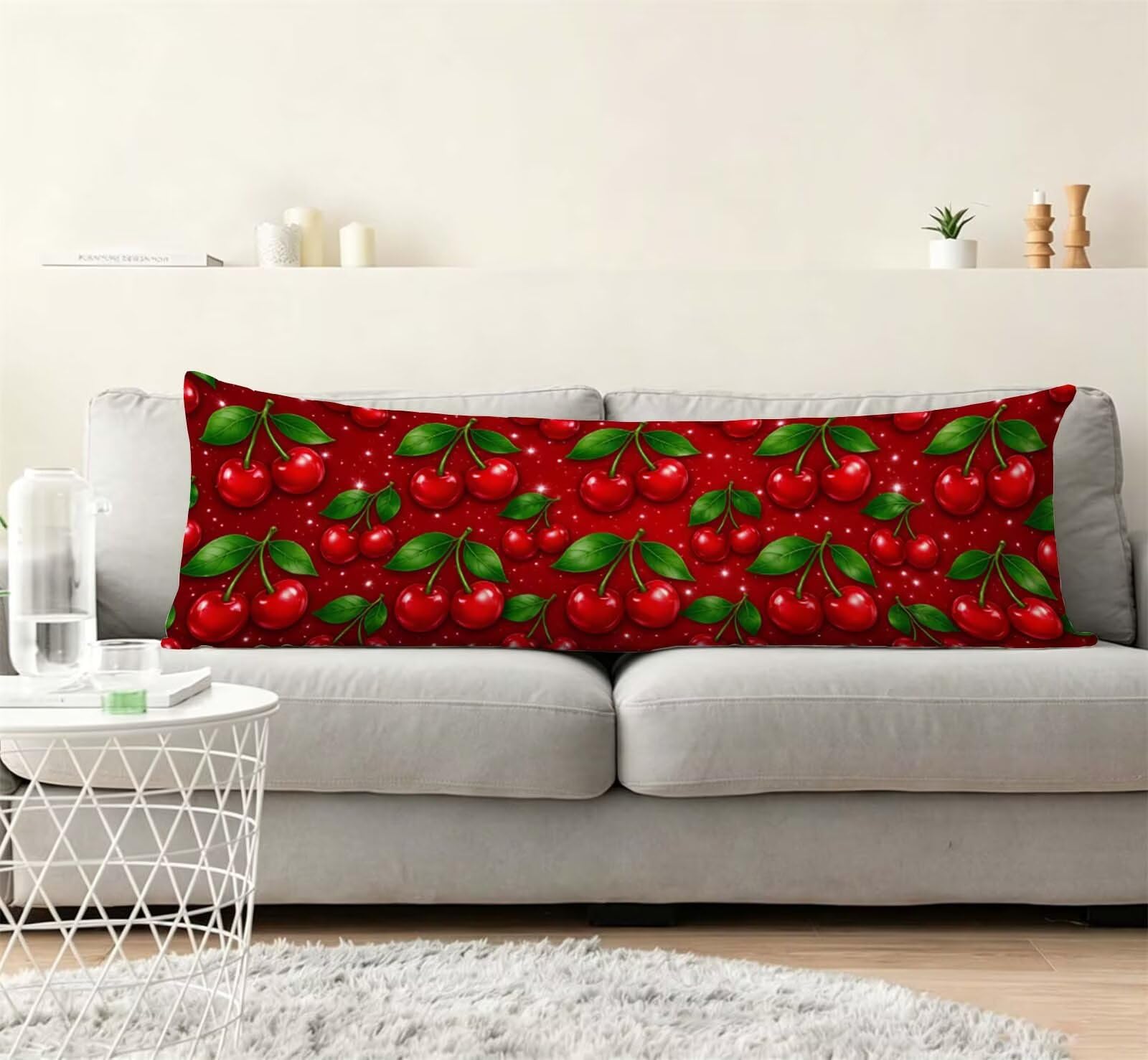 Fodera Cuscino 50 x 150 cm, Rosso-14 Velluto Copricuscini Letto, | con Invisibile Cerniera, Morbida e Traspirante, per biancheria da letto, divano, hotel, chi dorme sul fianco Frutto-3 j-221