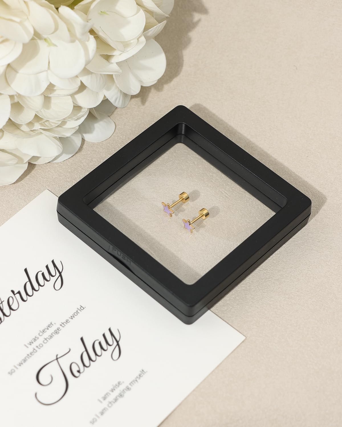 Hypoallergenic Screw Back Earrings for GirIs Women, 14K Gold-plated Star Heart Surgical Steel Stud Earrings Flat Back Earrings Hypoallergenic for Sensitive Ears Screw on Back Earring Jewelry Gift - Image 5