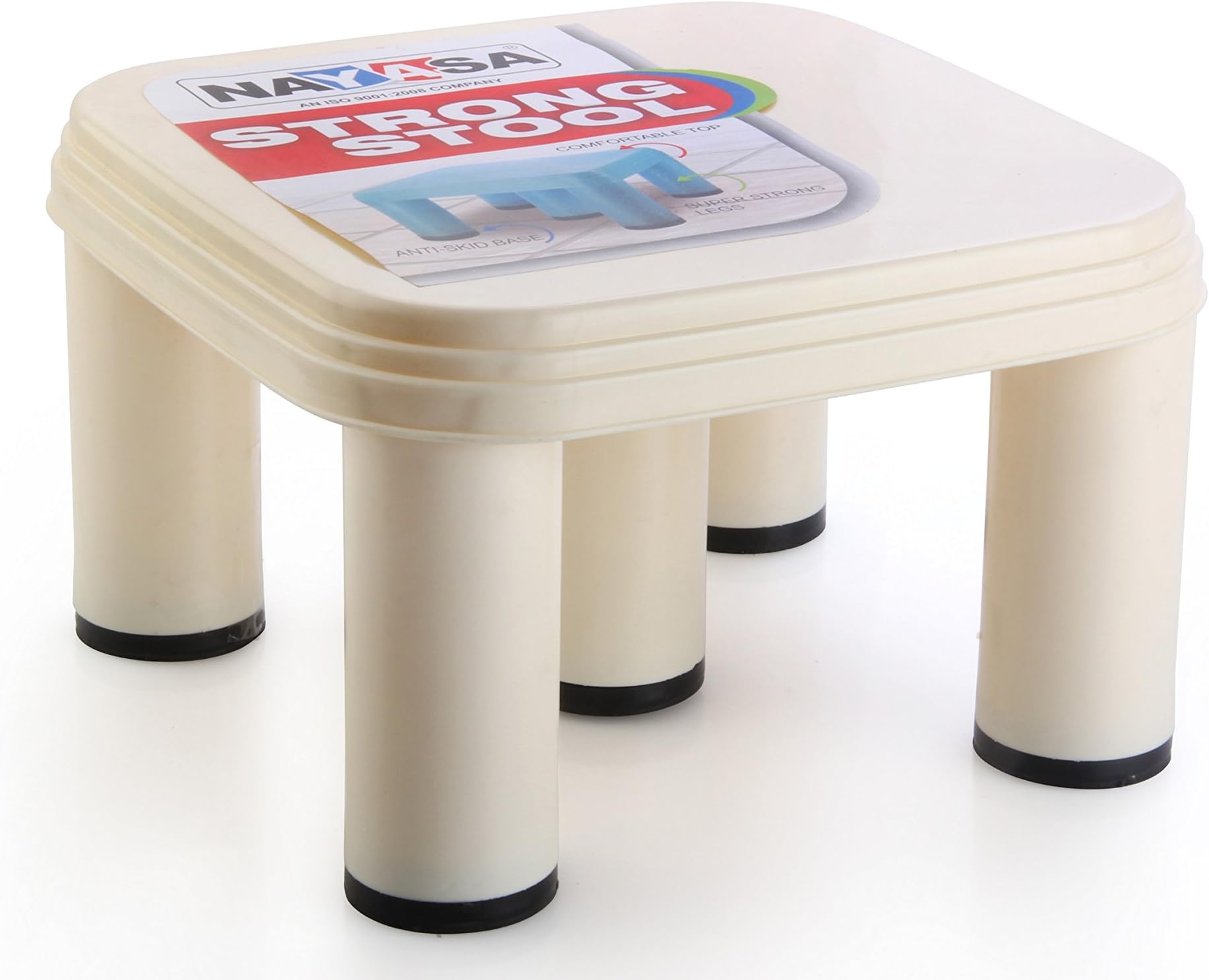 Nayasa Bathroom Stool (Glossy, Cream Square 511) aarohi13, Cream/Brown ...