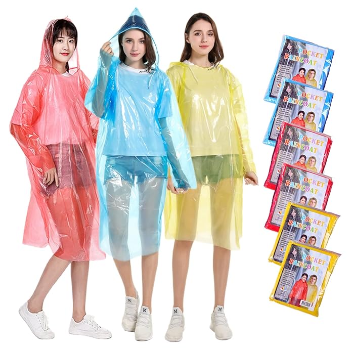 Buy Rain Ponchos for Adults Women Men 610 Pack Disposable Plastic