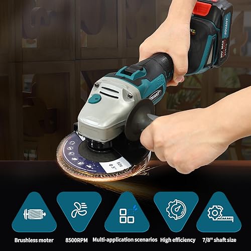 Miniatura 3 de Amoladora angular inalámbrica, eje de 78 pulgadas, kit de amoladora angular eléctrica de paleta de 4-12 a 5 pulgadas, amoladora eléctrica sin