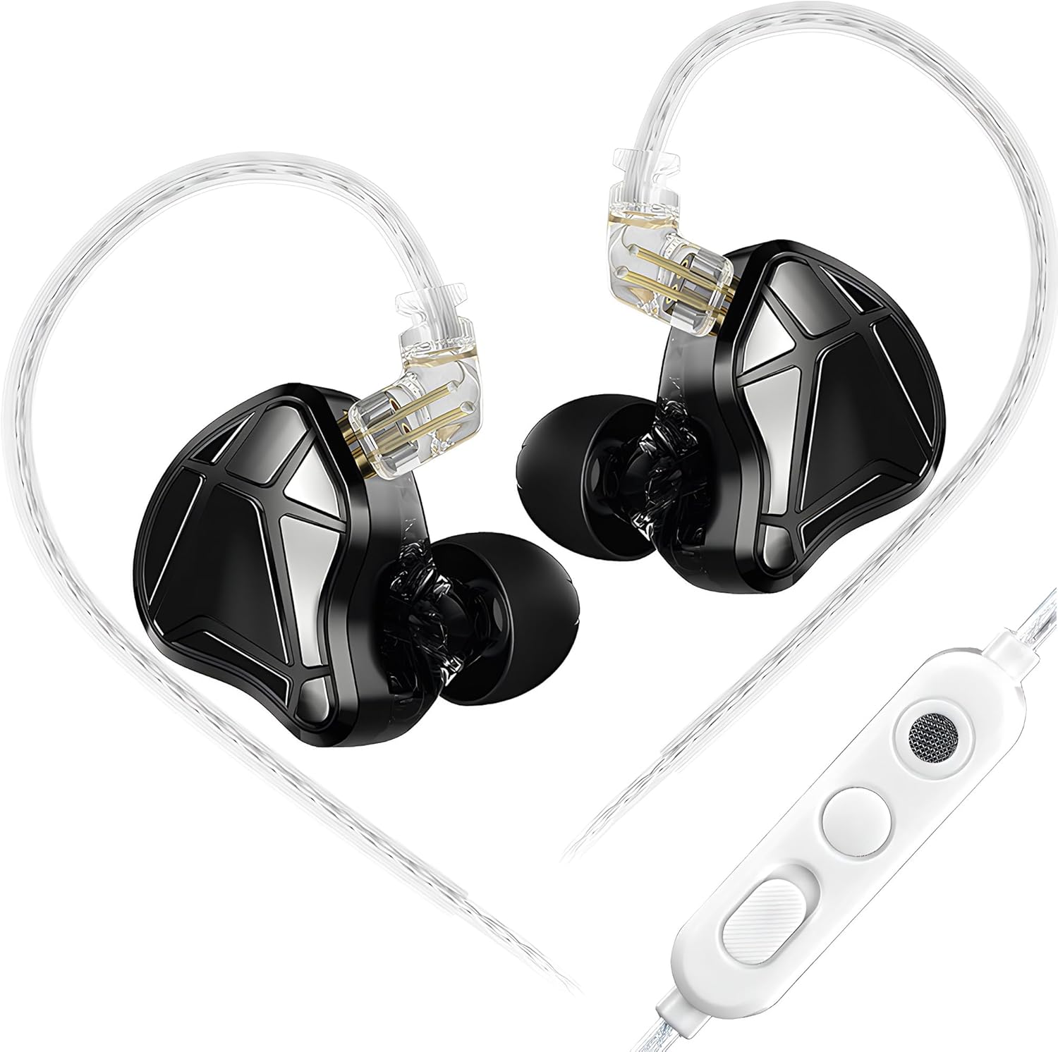 KZ Axas FPS Gaming Earphones with Hi-Fi Drivers,Detachable Cable,Portable Sound Card,Esports Wired Earbuds for PC,Switch etc (Black, with Microphone)