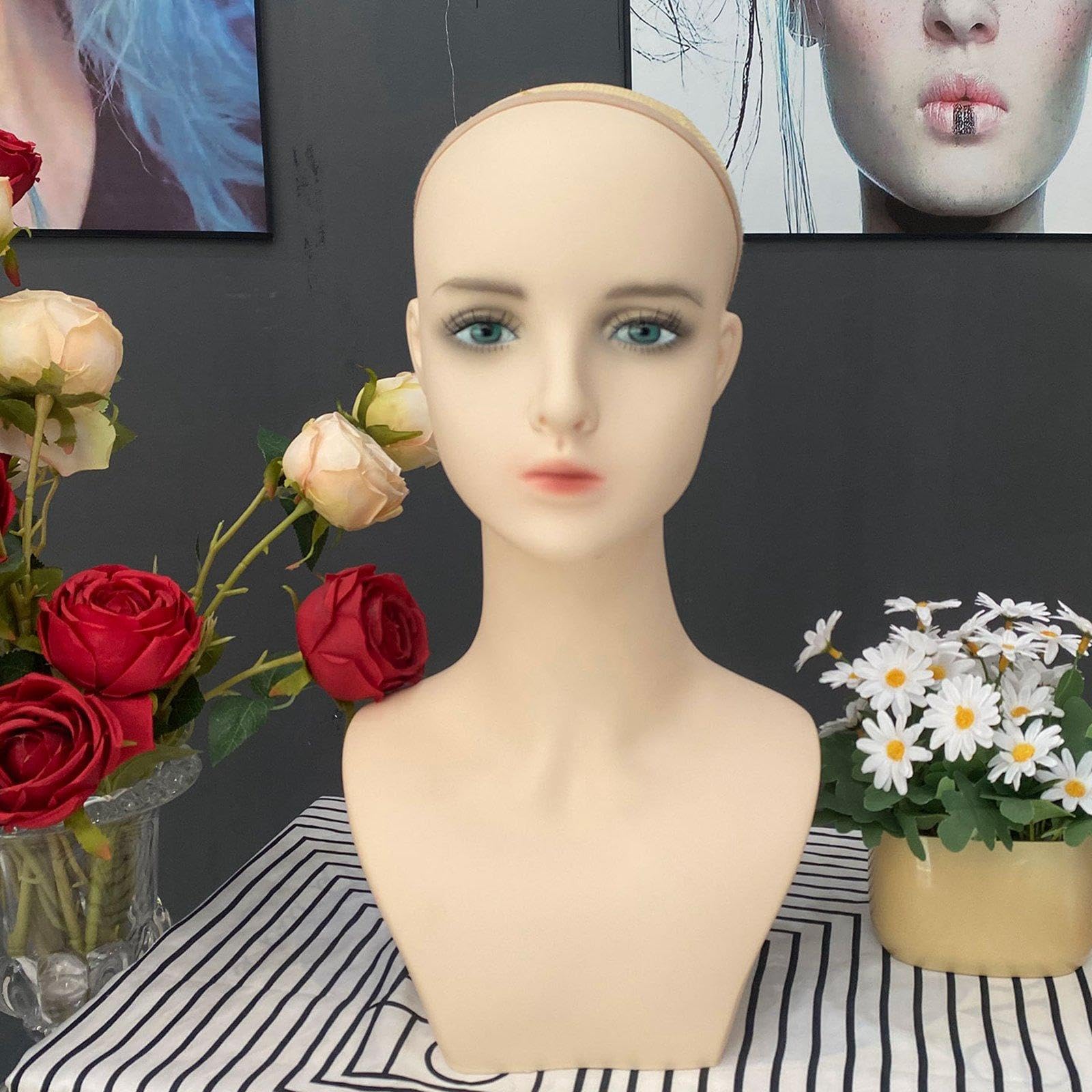 Testa di Manichino Femminile Professionale, Versatile E Realistica con