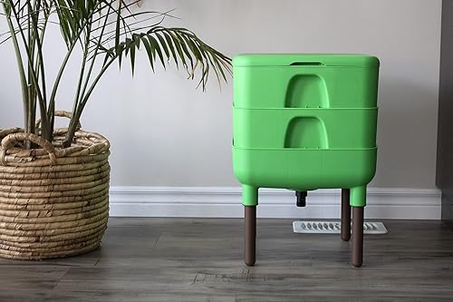 Miniatura 30 de FCMP Outdoor - The Essential Living Composter, contenedor de 2 bandejas para vermicompostador de gusanos (HF-LC4000v2-BLK) negro