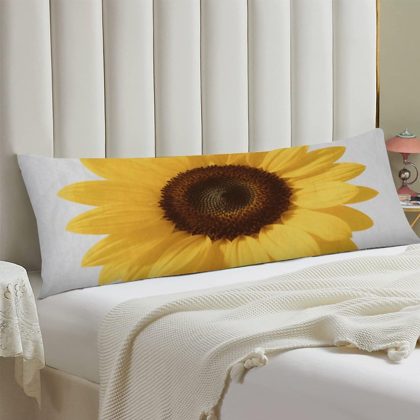 Body Pillow Cover 20x54 Long Pillow Case with Invisible Zipper Breathable Microfiber Yellow Summer Sunflower Pillowcase Soft Cozy Protector for Bedroom Couch Sofa Bed Home Decor All Seasons