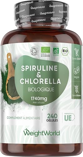 Organic Spirulina and Chlorella Capsules - 80 Days Supply…