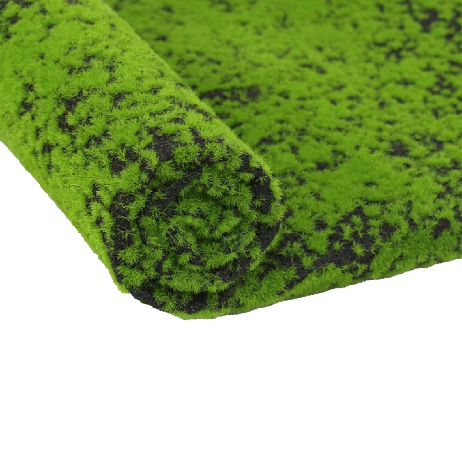 Porceosy Foldable Natural Green Faux Moss Grass Mat Table Runner, Artificial Fake Grass Pad for Living Room Indoor Planters DIY Crafts, Table Centerpieces Fairy Garden Wedding Decor Black Coffee Dot